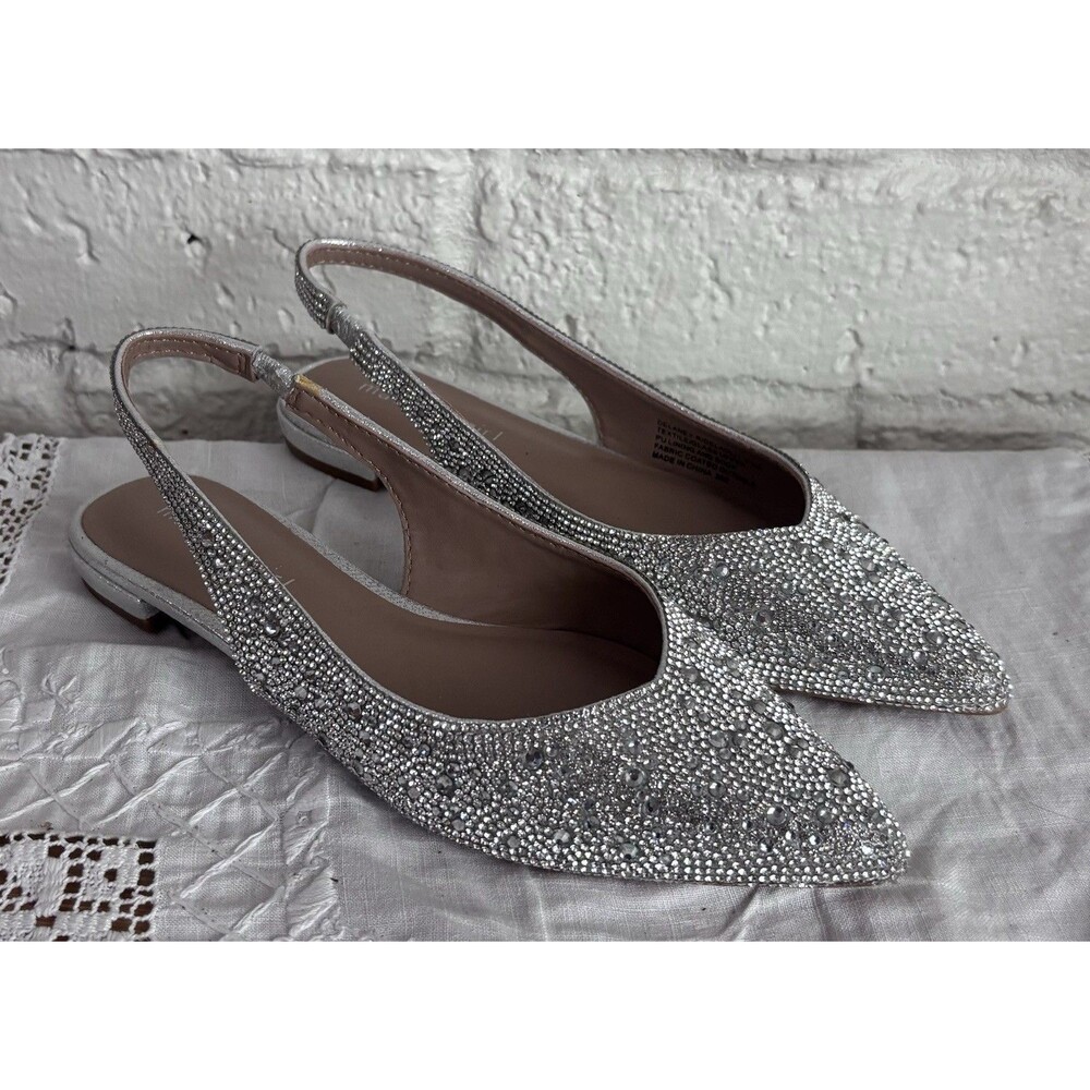 Madden Girl Rhinestone Slingback Flat SIZE 6.5 Delaney Dressy Wedding